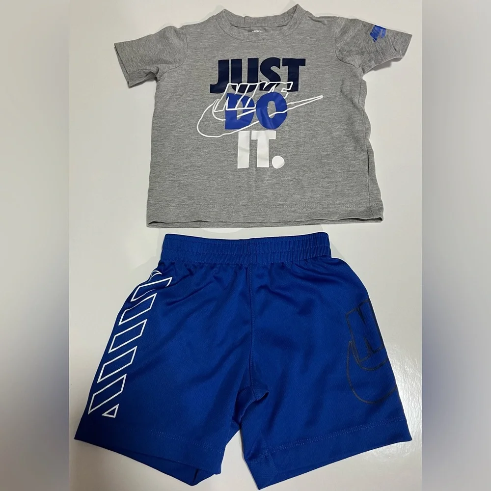 Nike Toddler Boys 2-Piece Set Just Do It Tee & Blue Athletic Shorts Size 3T - Picture 2 of 8